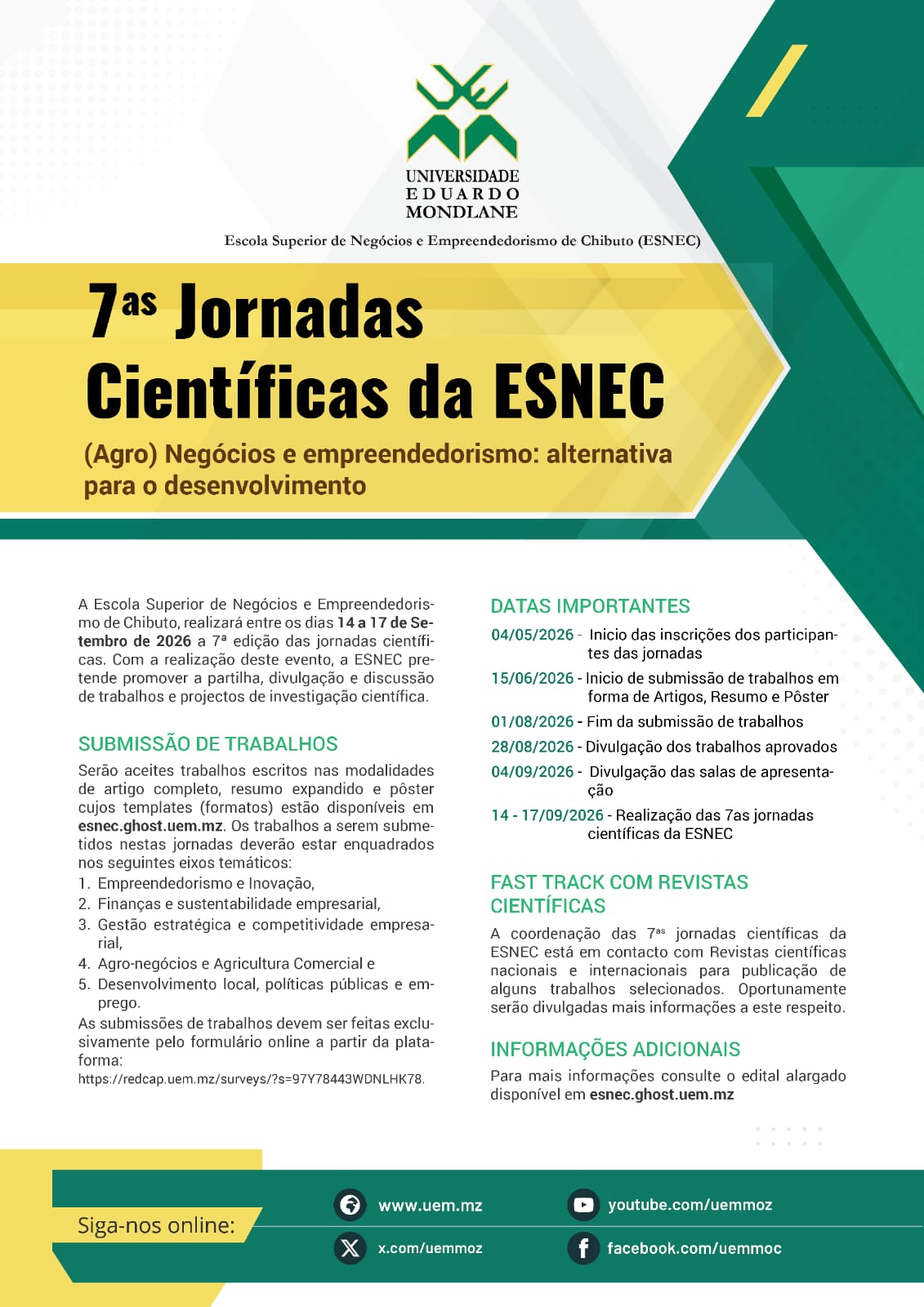 Edital das 7ª jornadas científicas da ESNEC